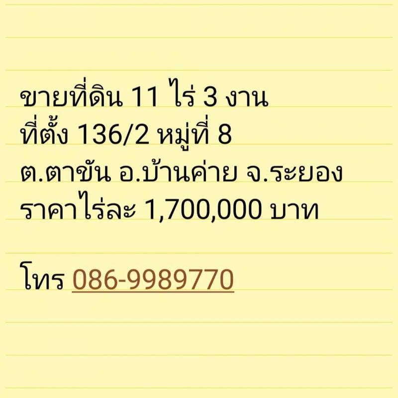 ขายที่ดิน  ระยอง  11 ไร่ 3 งาน
